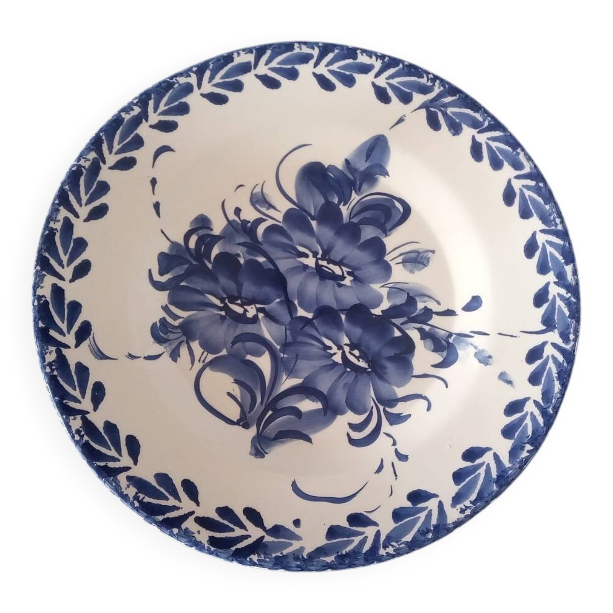 Large Portuguese Ceramic Plate Blue and White