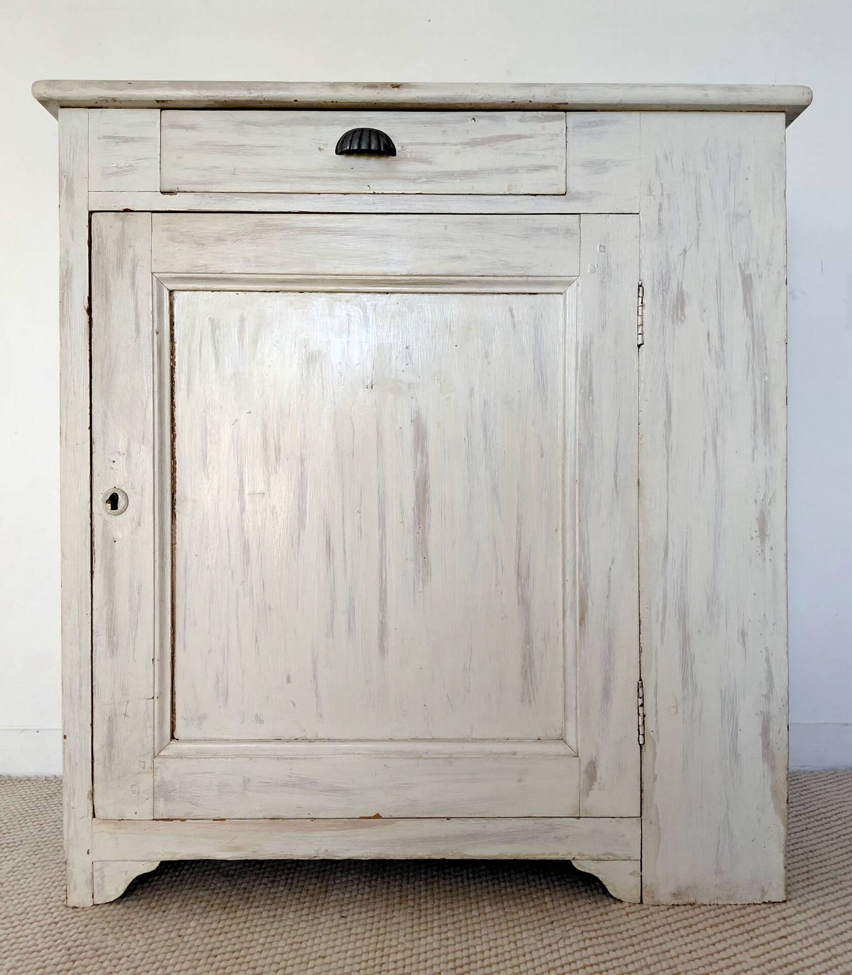 Large confiturier/Low bonnetière vintage artisan 1940 solid wood