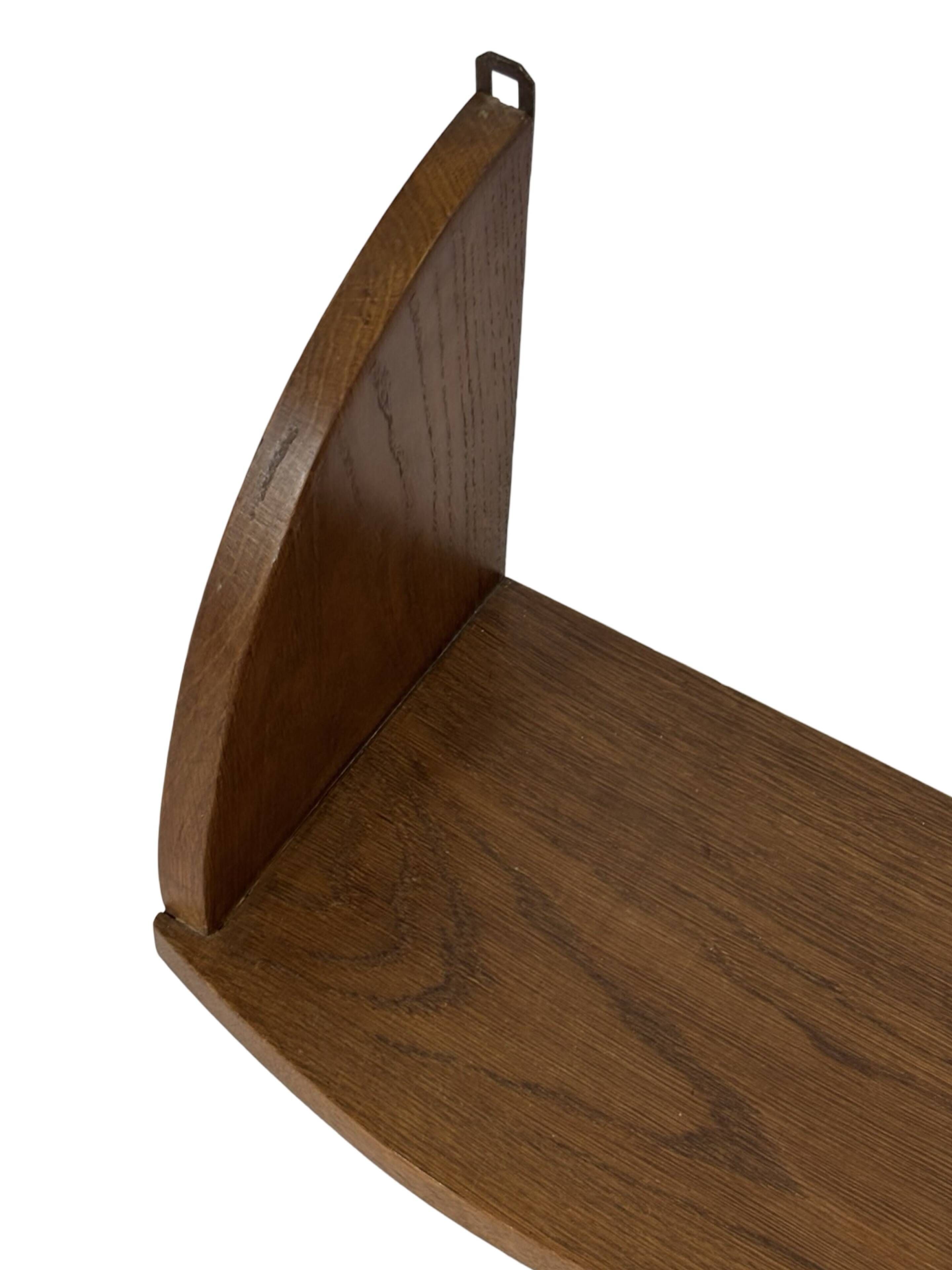 Vintage wooden wall shelve rack bookshelf in oak wood minimalist