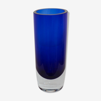 Vase verre bleu épais