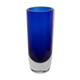 Vase verre bleu épais