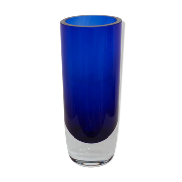 Thick blue glass vase