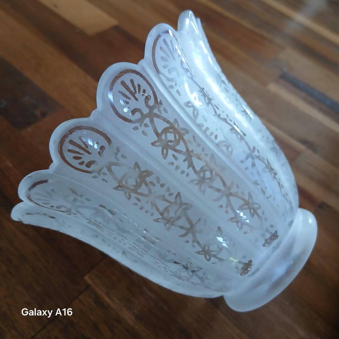 4 antique acid-etched glass tulips