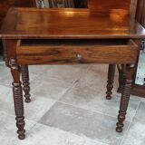 Ancien bureau table d'appoint/1 tiroir/pieds bois tourné