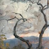 Tableau « Paysage arboré » , Huile sur panneau