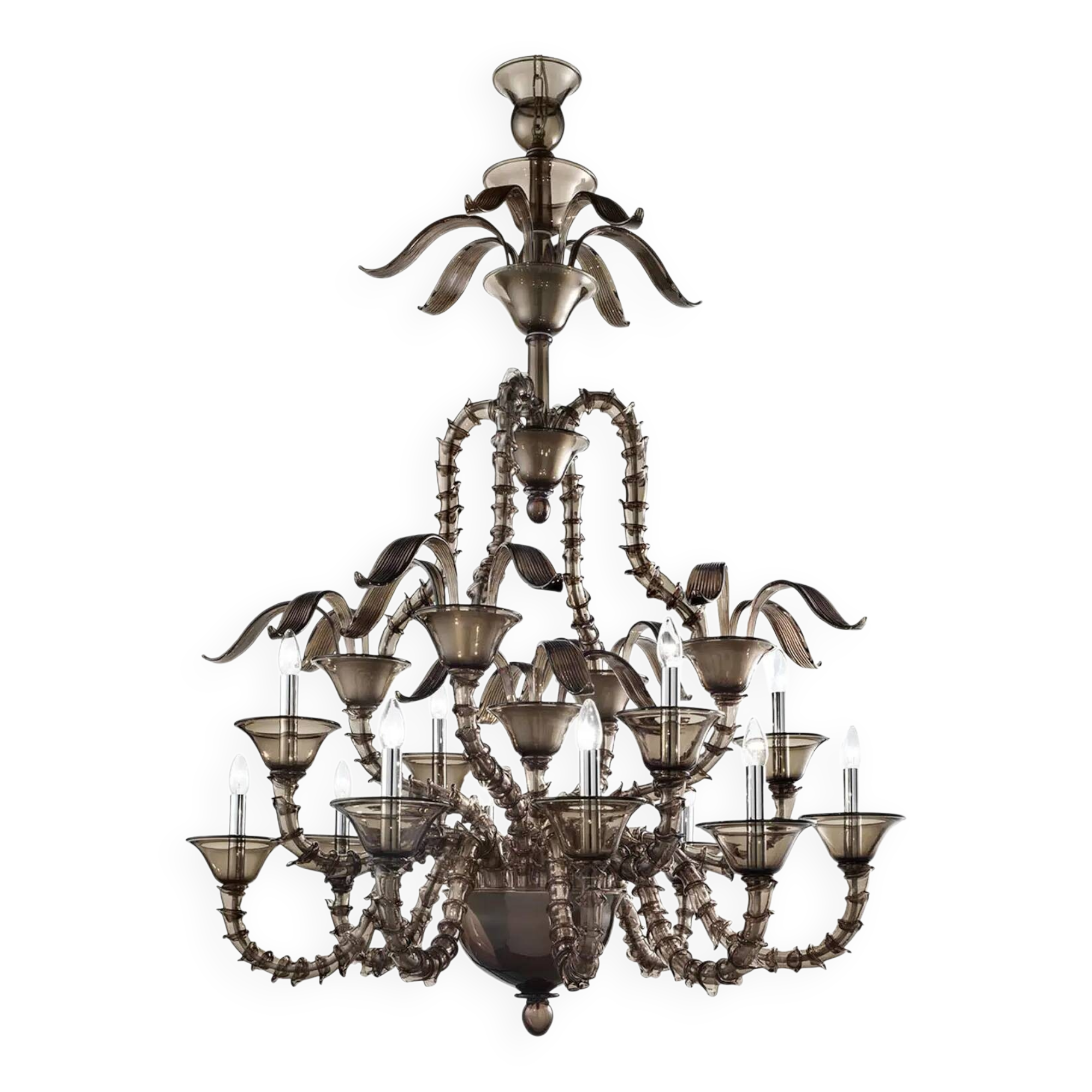 Handcrafted Modern Fumé Murano Glass Chandelier – Ca’ Rezzonico Collection