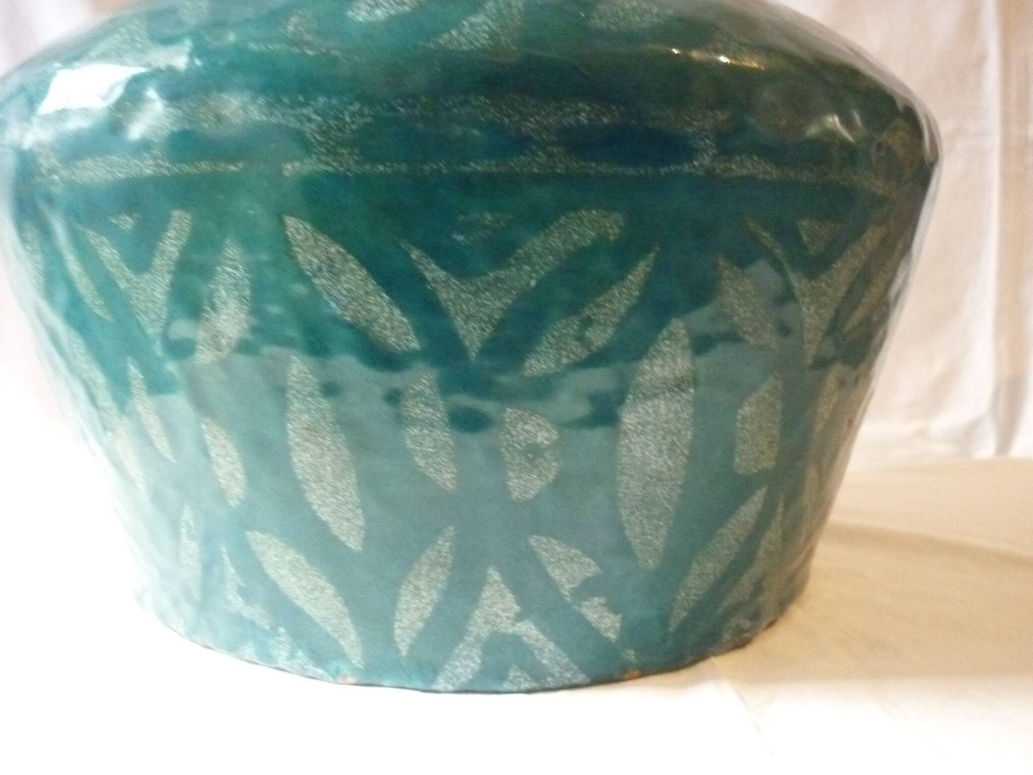 29 cm enamelled copper vase