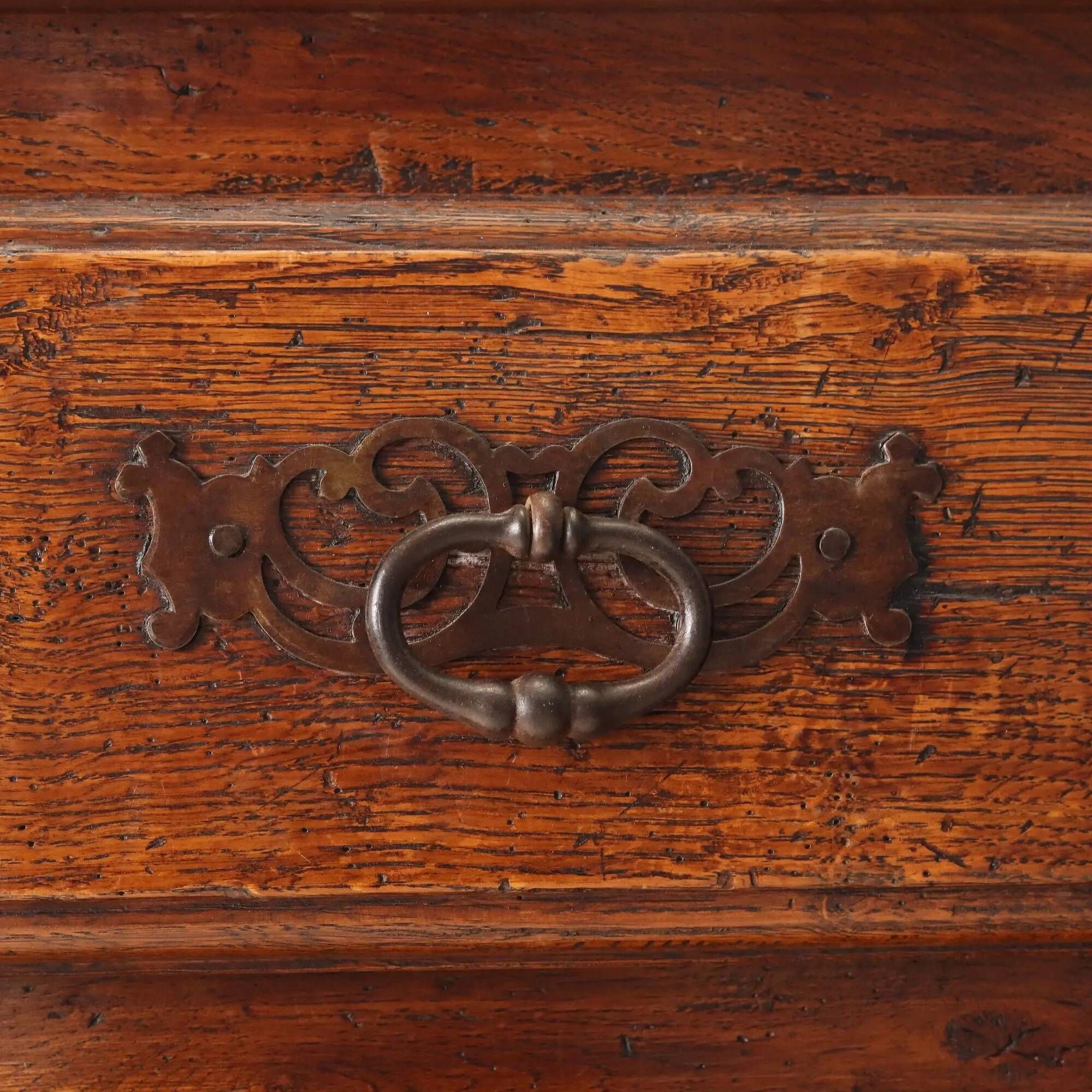 Antique baroque wardrobe in oak with safe, Italy, late 19th century.