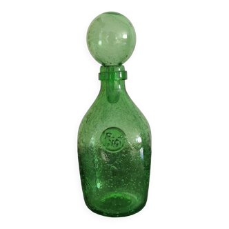 Flacon/ bouteille en verre soufflé couleur verte, Biot
