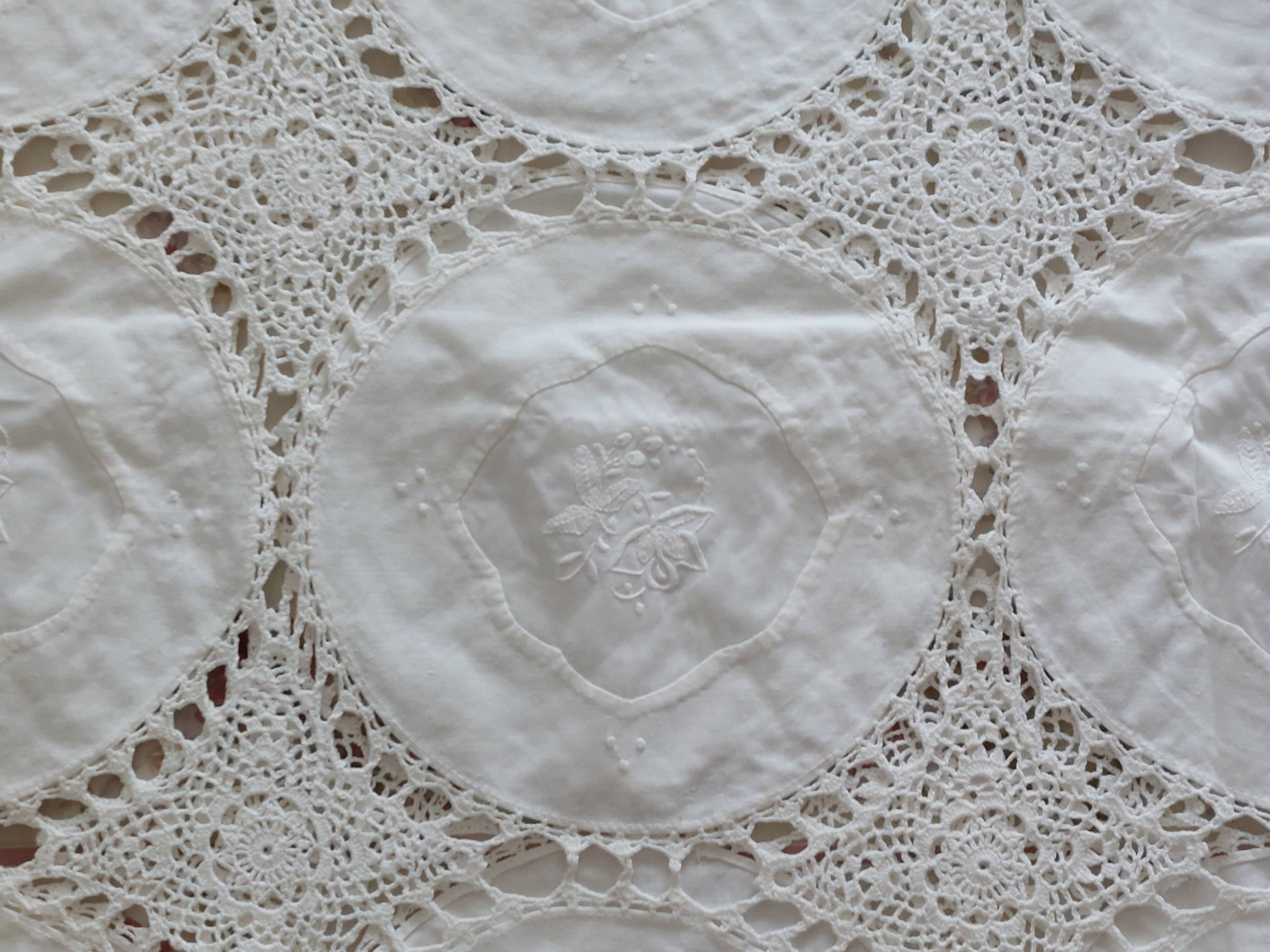 Hand-embroidered tablecloth