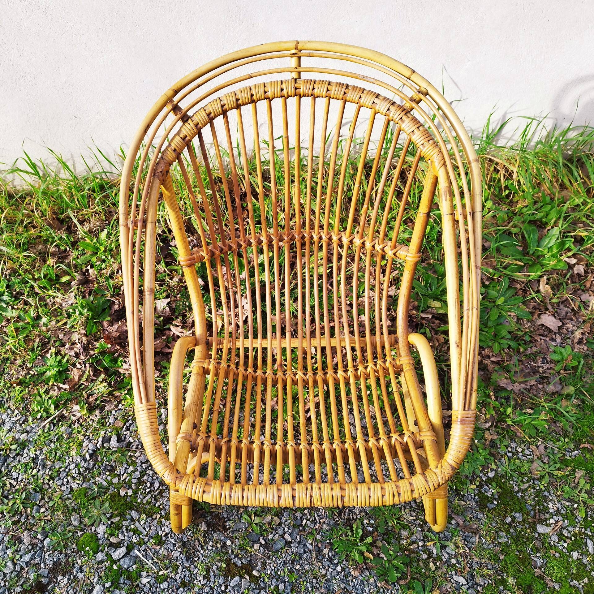 Rattan armchair design 1960 vintage