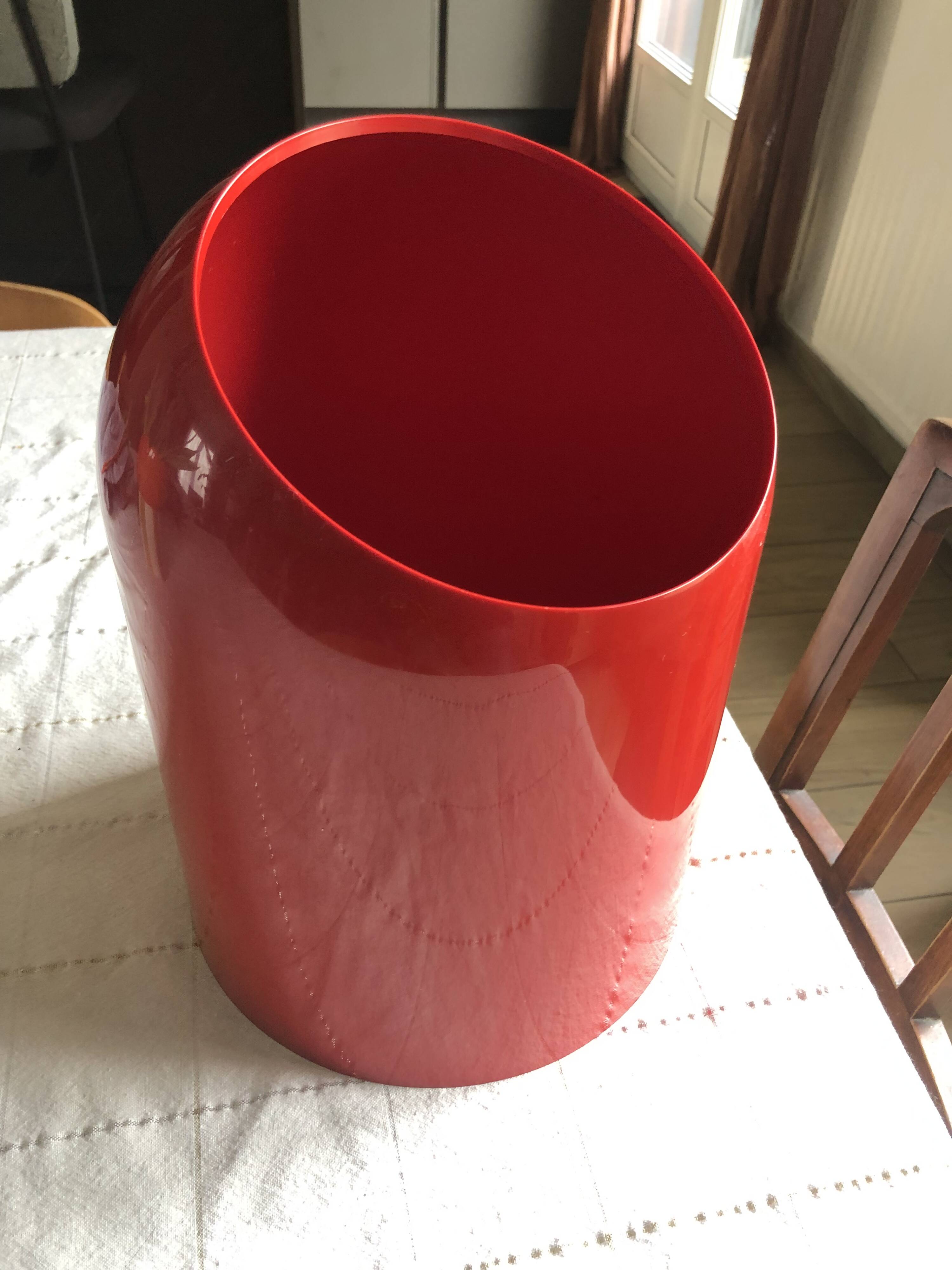 Vintage red paper bin MAKIO HASUIKE Gedy Italy