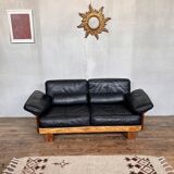 Canape seltz elm and leather design 1960