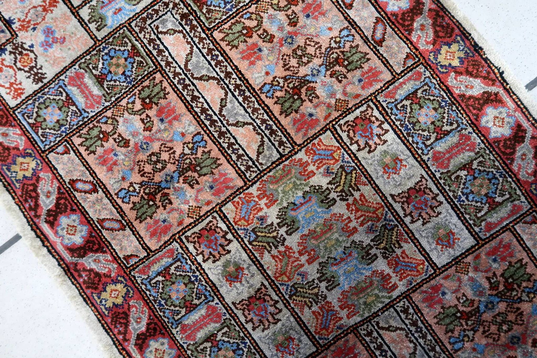 Handmade vintage Tunisian silk rug 51cm x 97cm, 1970s