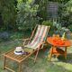Vintage wooden deckchair/chilienne with footrest — 1960s