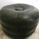 Pouf cuir vert vintage 1970