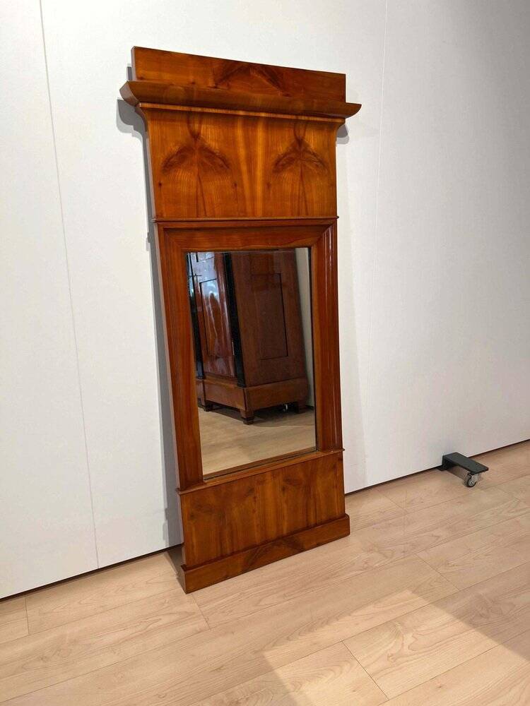 Biedermeier Wall Mirror in Cherrywood Veneer, South Germany, 1830s