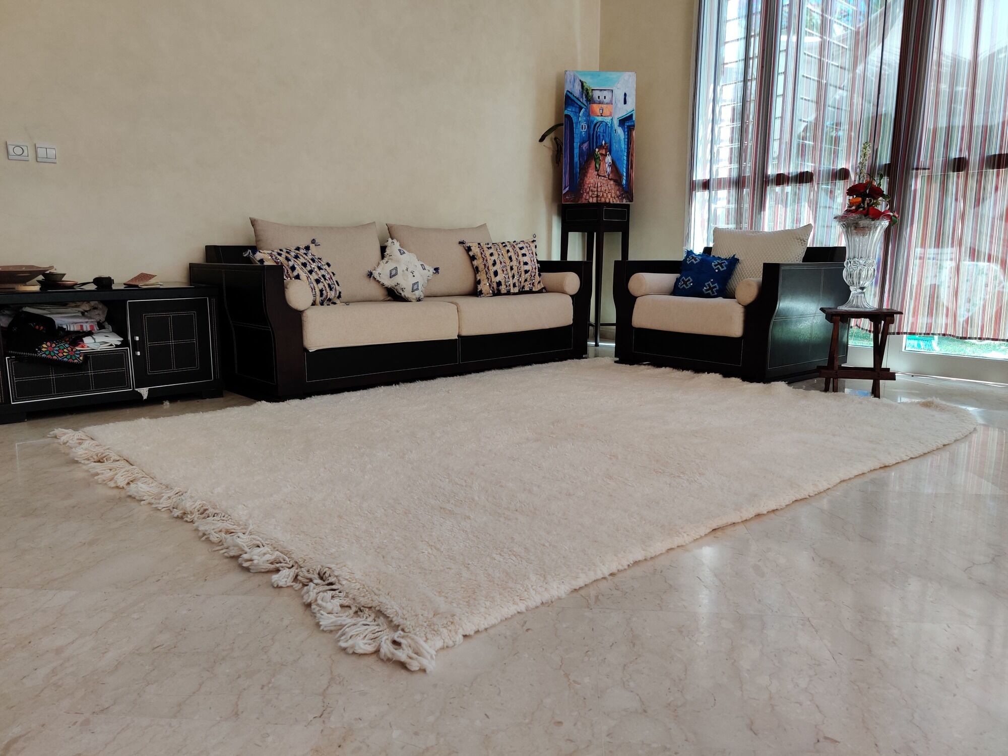 Berber carpet cream wool 215x280 cm