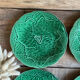 4 assiettes à dessert barbotine Gien vertes 