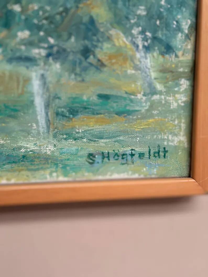 Original Swedish Oil on Canvas – "Landscape" by S. Högfeldt – Signed – Vintage and Framed – 48 × 36 cm (18.9" × 14.2")