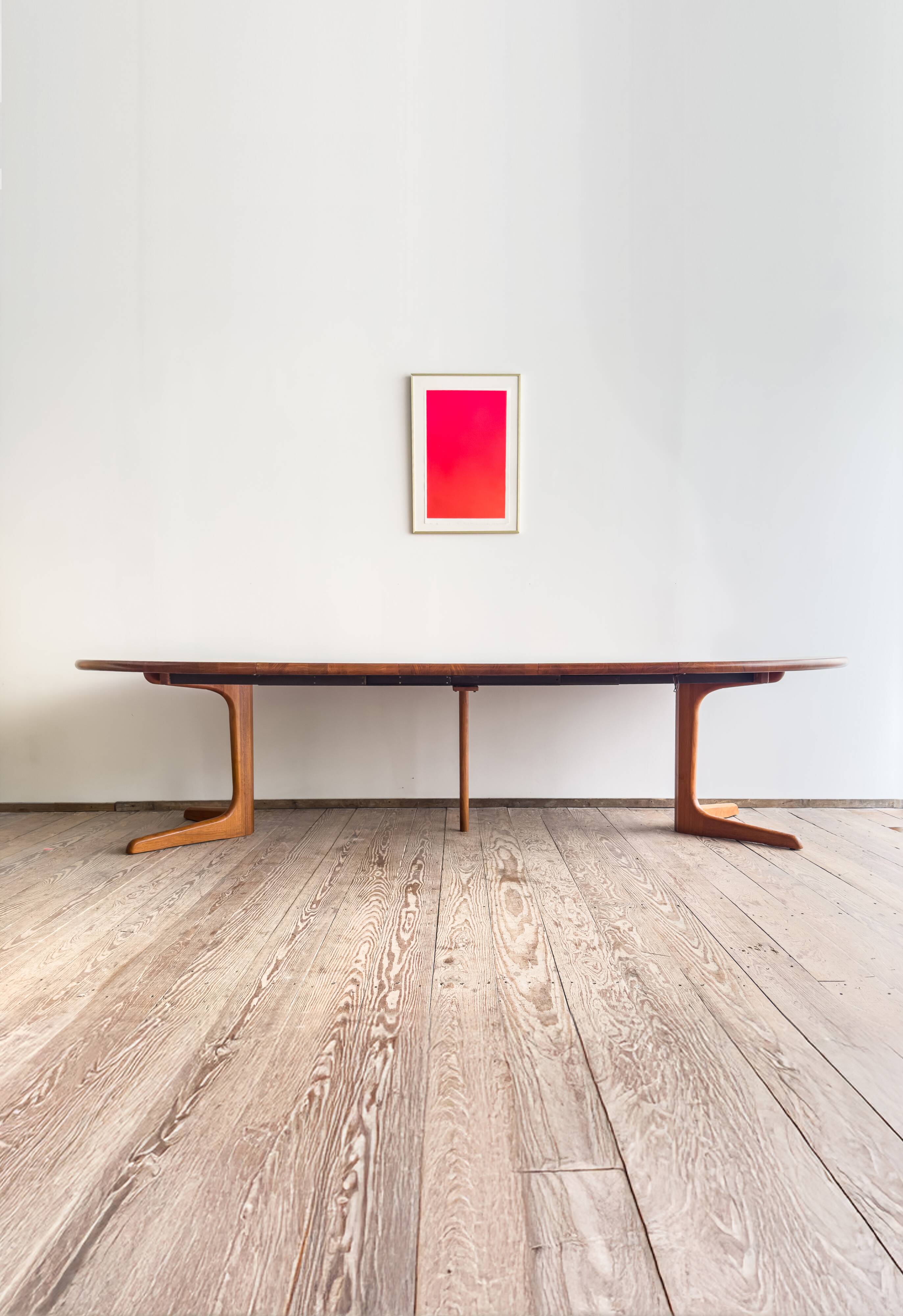 Grande table à manger scandinave vintage en teck massif, Danemark, 1970