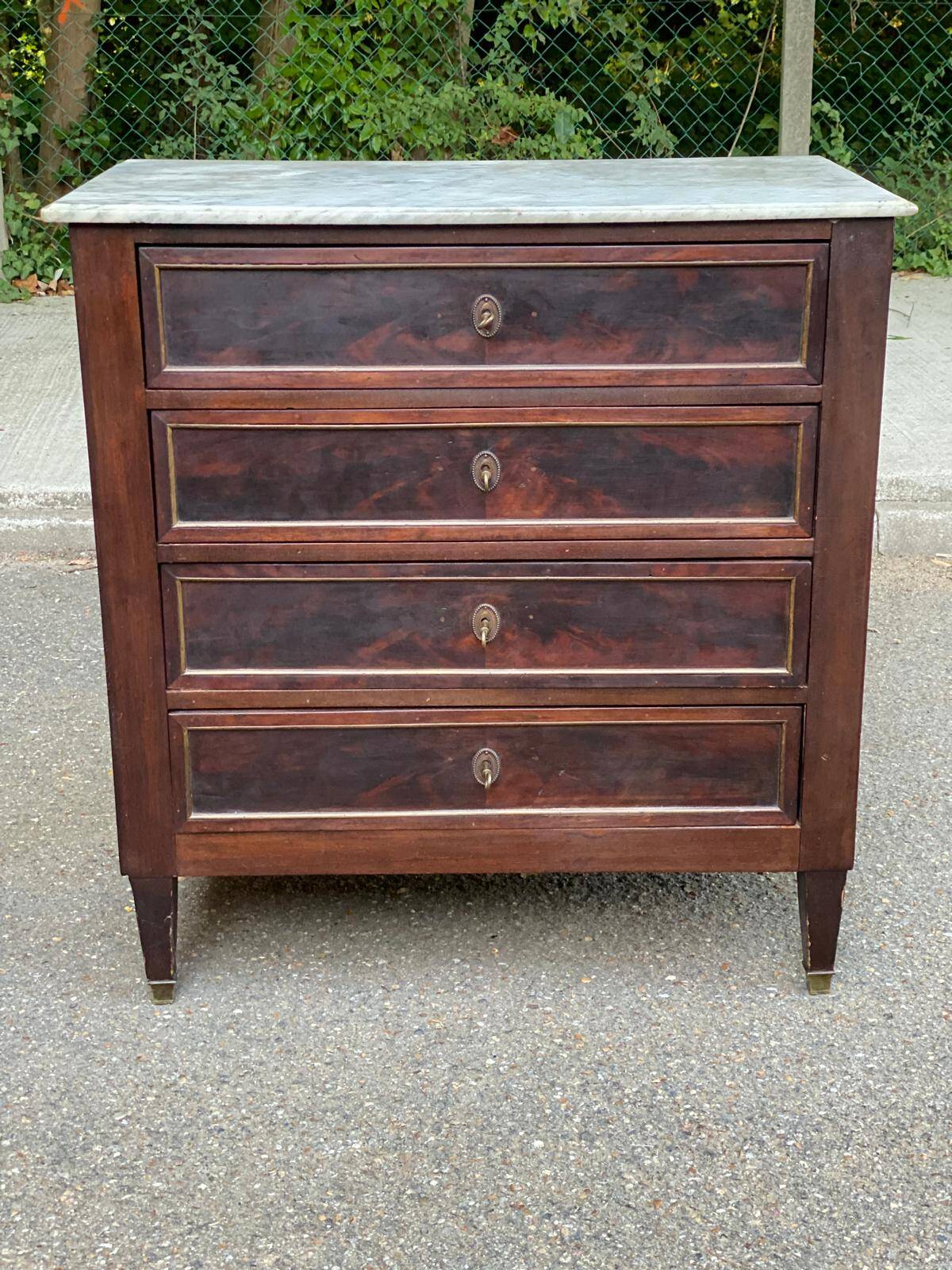 19th century Louis XVI mahogany and marble commode