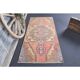 Vintage Turkish Oushak Handmade Wool Cotton Red Runner Rug 99x210