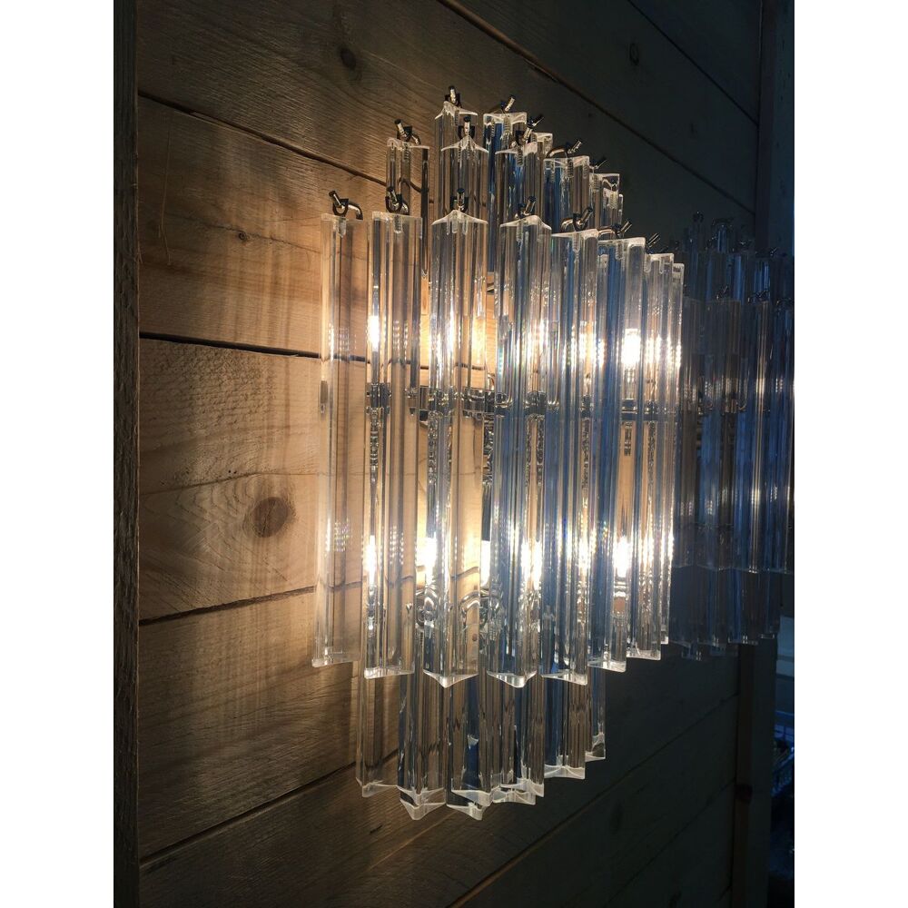 Clear “triedro” murano glass wall sconce