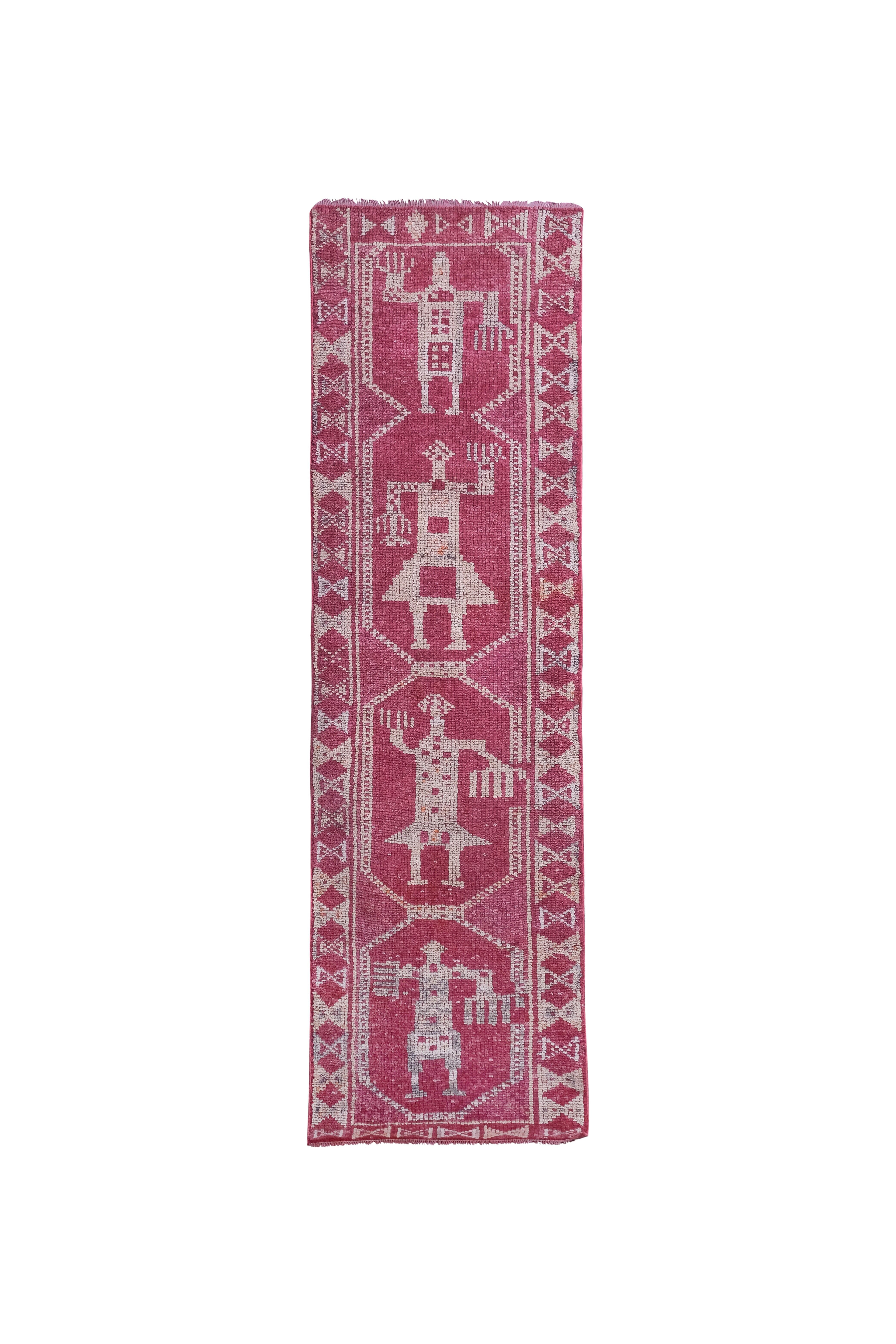 Vintage Turkish rug from Oushak, hand-woven 87x302 cm