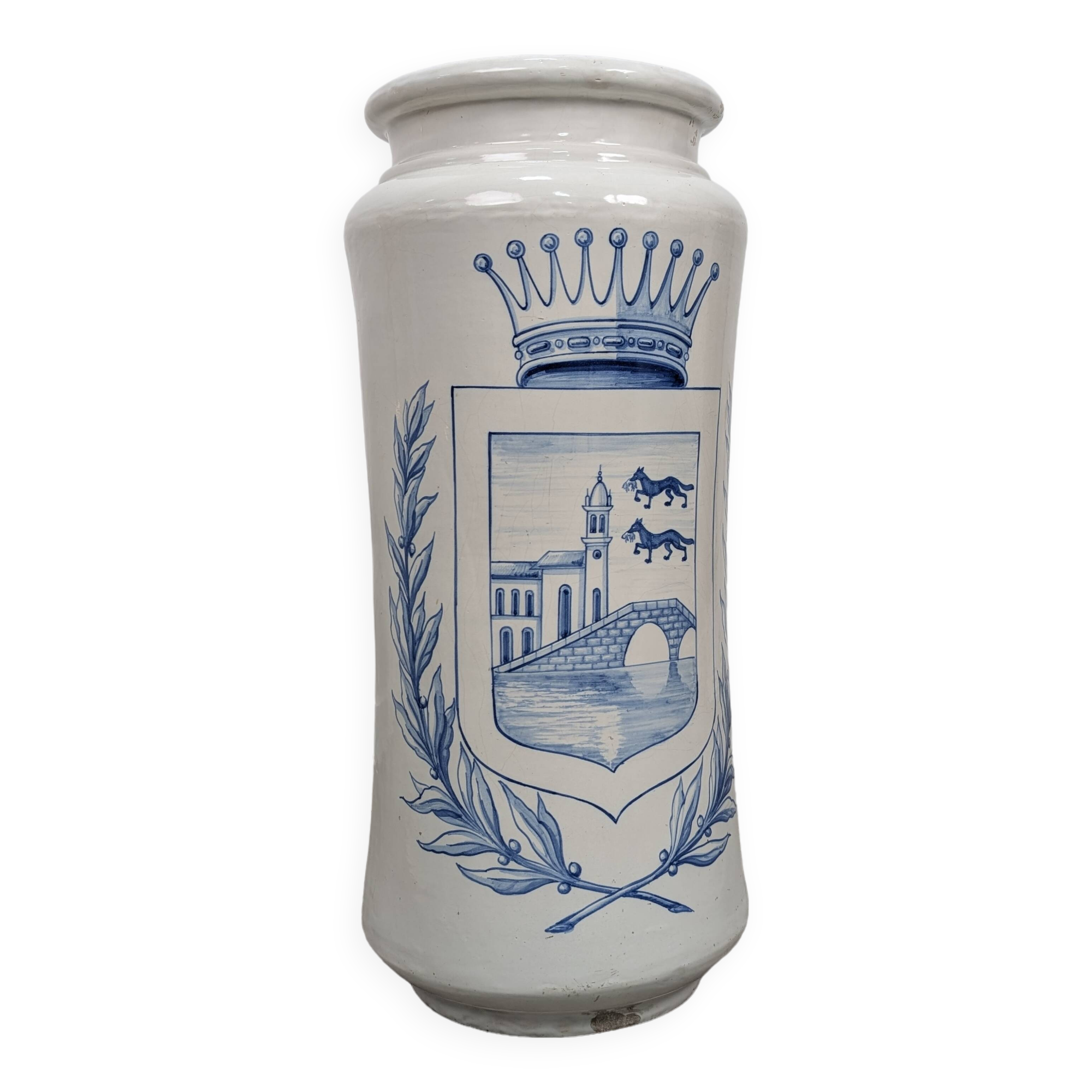 Antique Talavera Ceramic Umbrella and Walking Stick Stand with Bilbao Coat