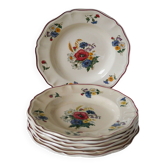 Lot de 7 assiettes creuses Digoin Sarreguemines modèle Agreste, 1950