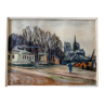 André Duculty (1912-1990) Watercolor on paper "Winter on the banks of the Seine in Paris" Signed below