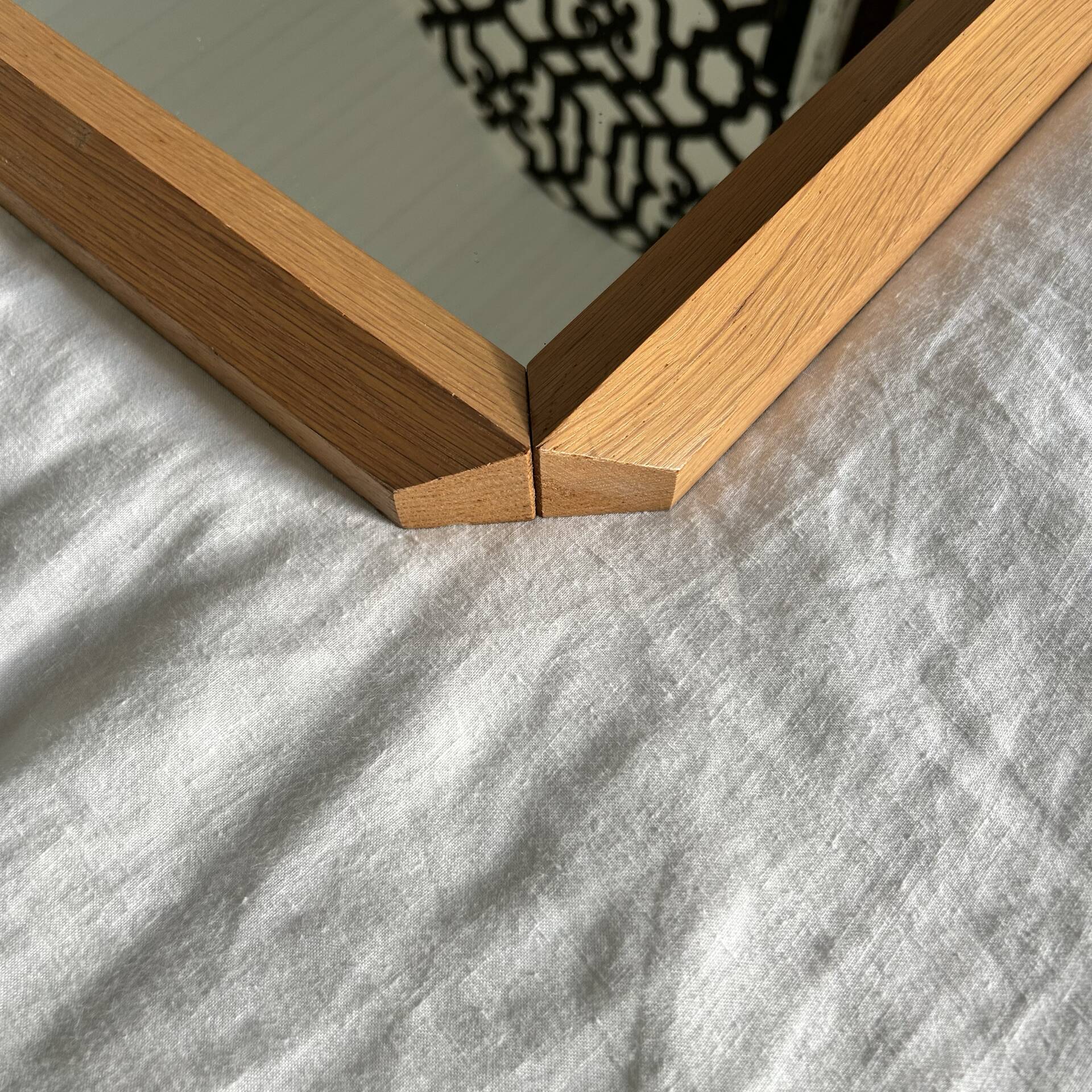 Mid-century oak large mirror