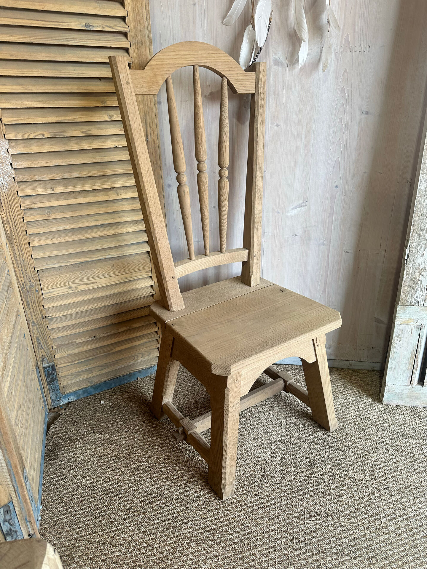 Renovated antique solid oak chair