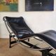 Chaise longue en cuir et acier chromé