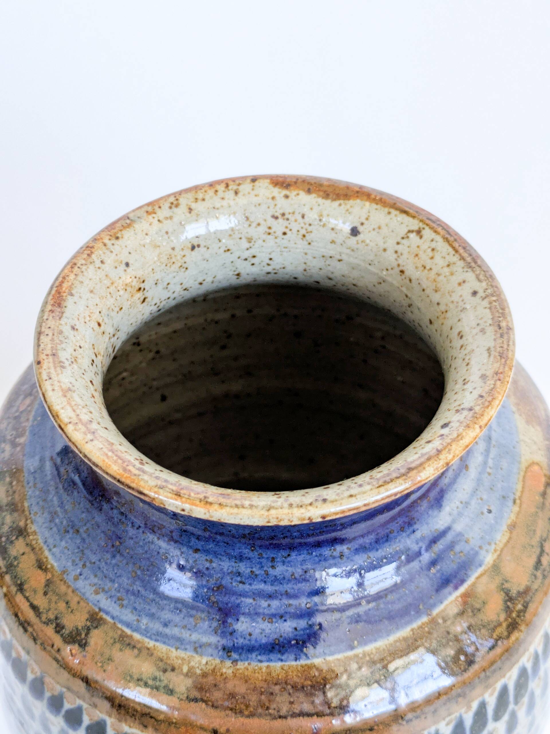 Large ceramic vase Tonalá hand-painted, Mexico 1970s