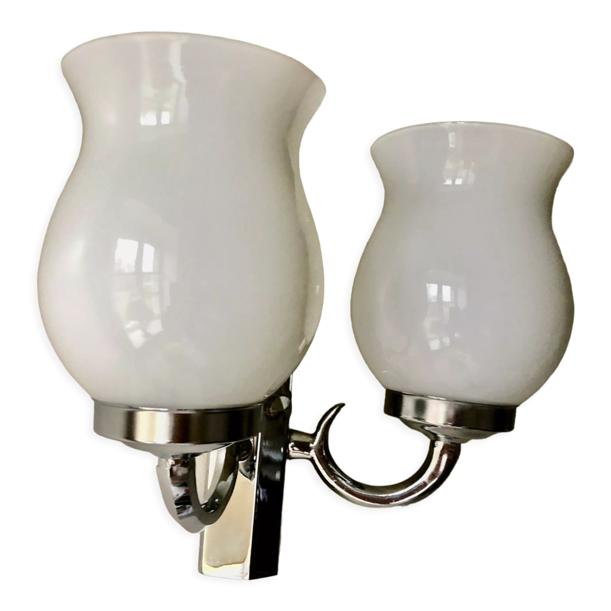 Double wall lamp in chromed metal 1970