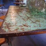 Green patinated metal workshop table 1950