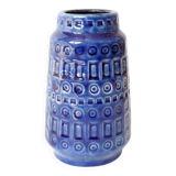 Vintage Scheurich Inka Vase, Blue Ceramic, West Germany