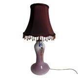 Lampe à poser pied verre Clichy abat-jour XXème