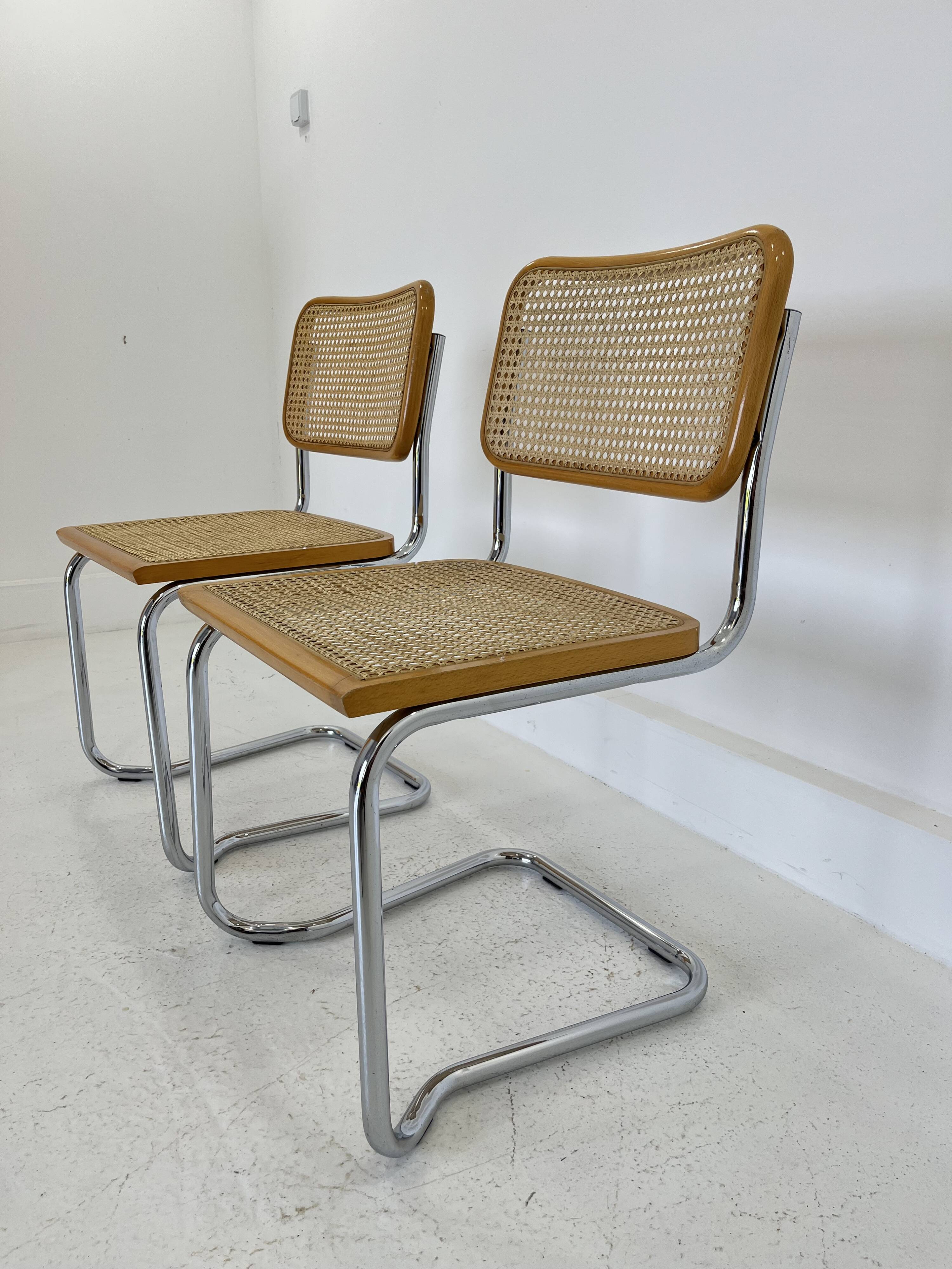 Pair chairs design Marcel Breuer, Italy, 1980