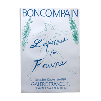 Affiche originale de pierre boncompain, l'après-midi d'un faune / galerie france t, 1990