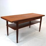 Table basse en teck avec rallonges de style danois des années 1960