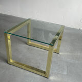 Table basse en verre laiton doré