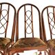 3 Rattan Chairs with Velvet Seat