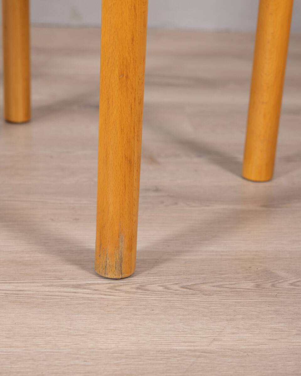 Pair of vintage 70s stools in wood and rope design hibiscus