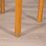 Pair of vintage 70s stools in wood and rope design hibiscus