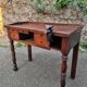 French antique watchmaker's bench – Table with drawers, vice, and original sliding leather surface – circa 1900