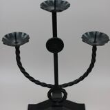 Brutalist style wrought iron candlesticks