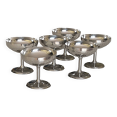 Set of 6 Vintage Stainless Steel Ice Cream Bowls